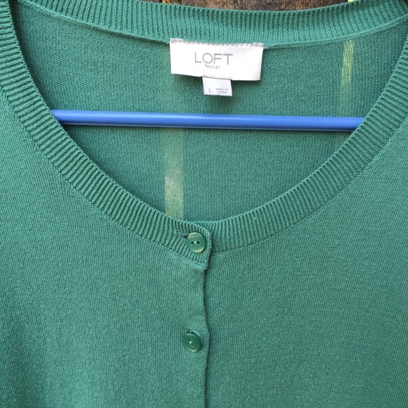 Loft Open Weave Sleeves Button Down Sweater Sz L - Picture 3 of 9